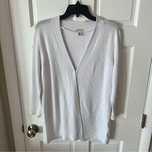 Spense Women’s 3/4 length sleeve v-neck white cardigan lightweight Size Large